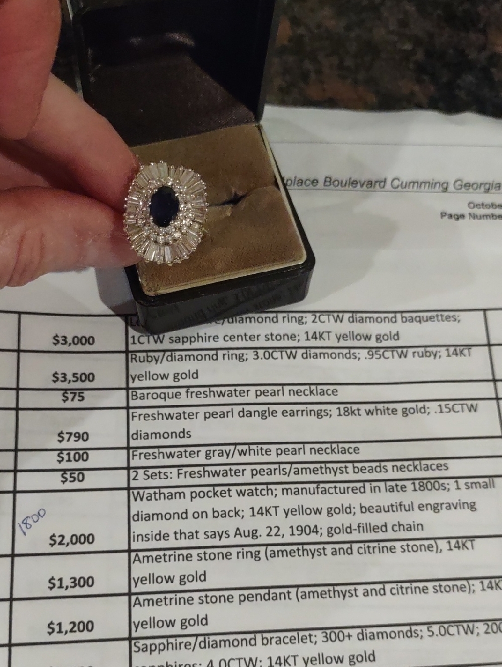 Blue Sapphire Diamond Halo Ring Levian And Ruby And Diamond Ring Natural Diamond - Picture 2 of 8